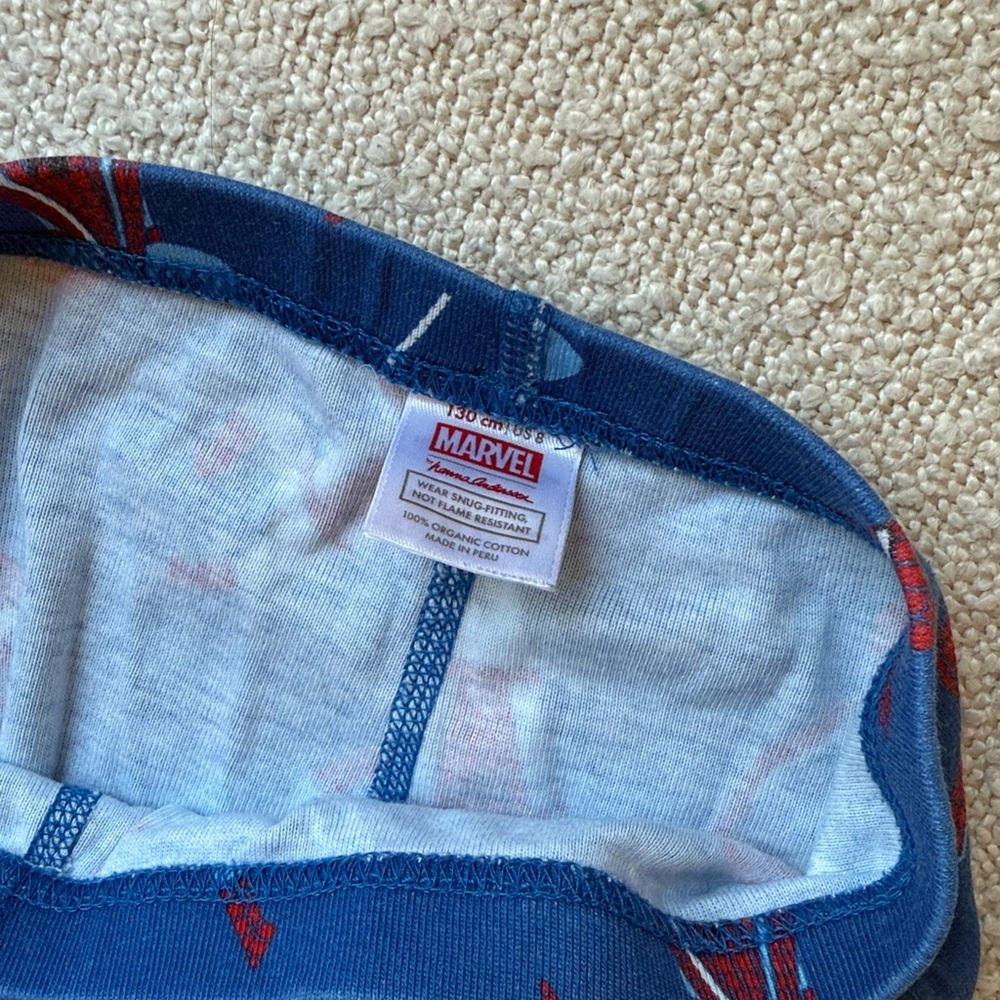 PLAY COND. Hanna Andersson Marvel Spiderman Long John Organic Pajamas Size 130 8 - Picture 5 of 9